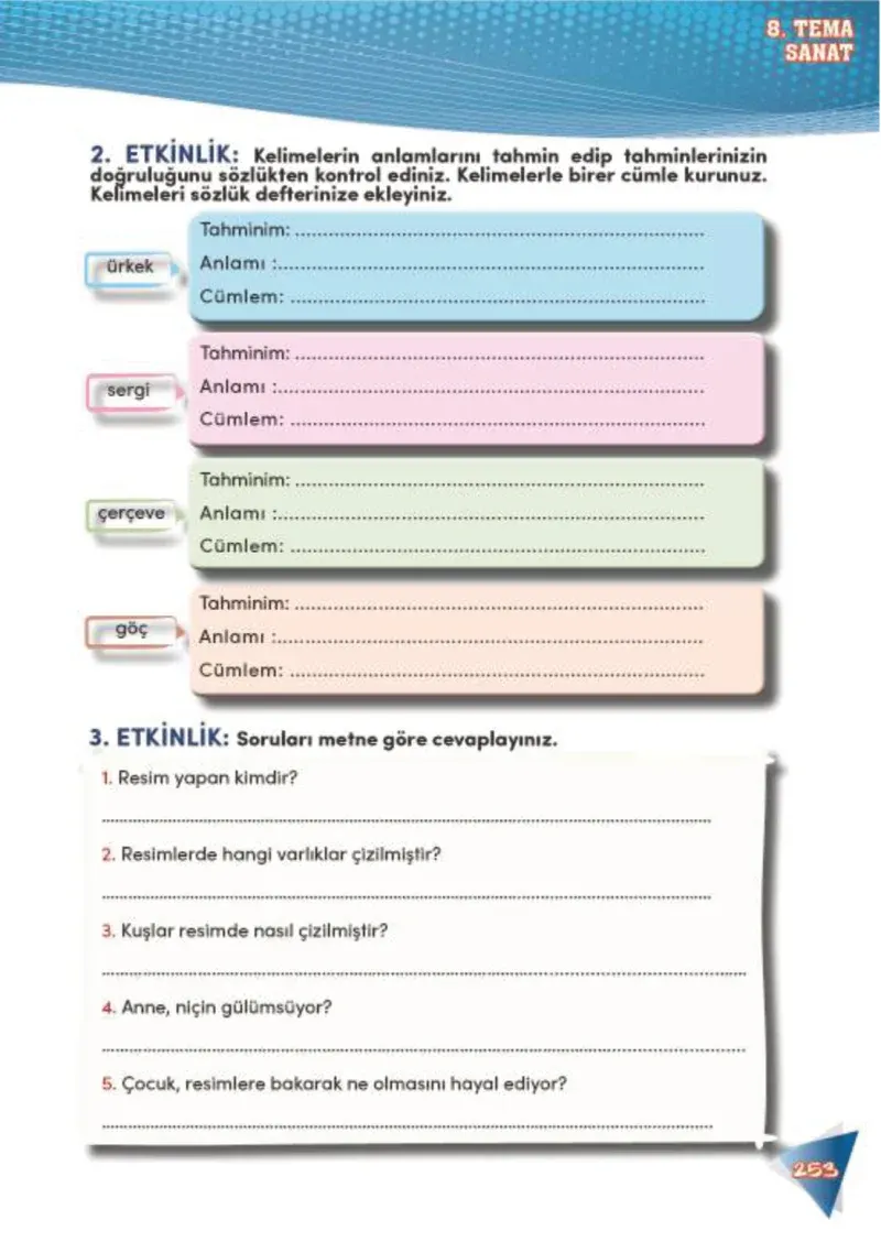 4. Sınıf Türkçe Ders Kitabı Cevapları Meb Yayınları 2 Sayfa 253
