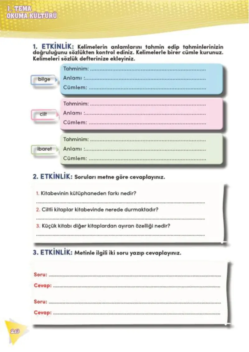 4. Sınıf Türkçe Ders Kitabı Cevapları Meb Yayınları 2 Sayfa 28