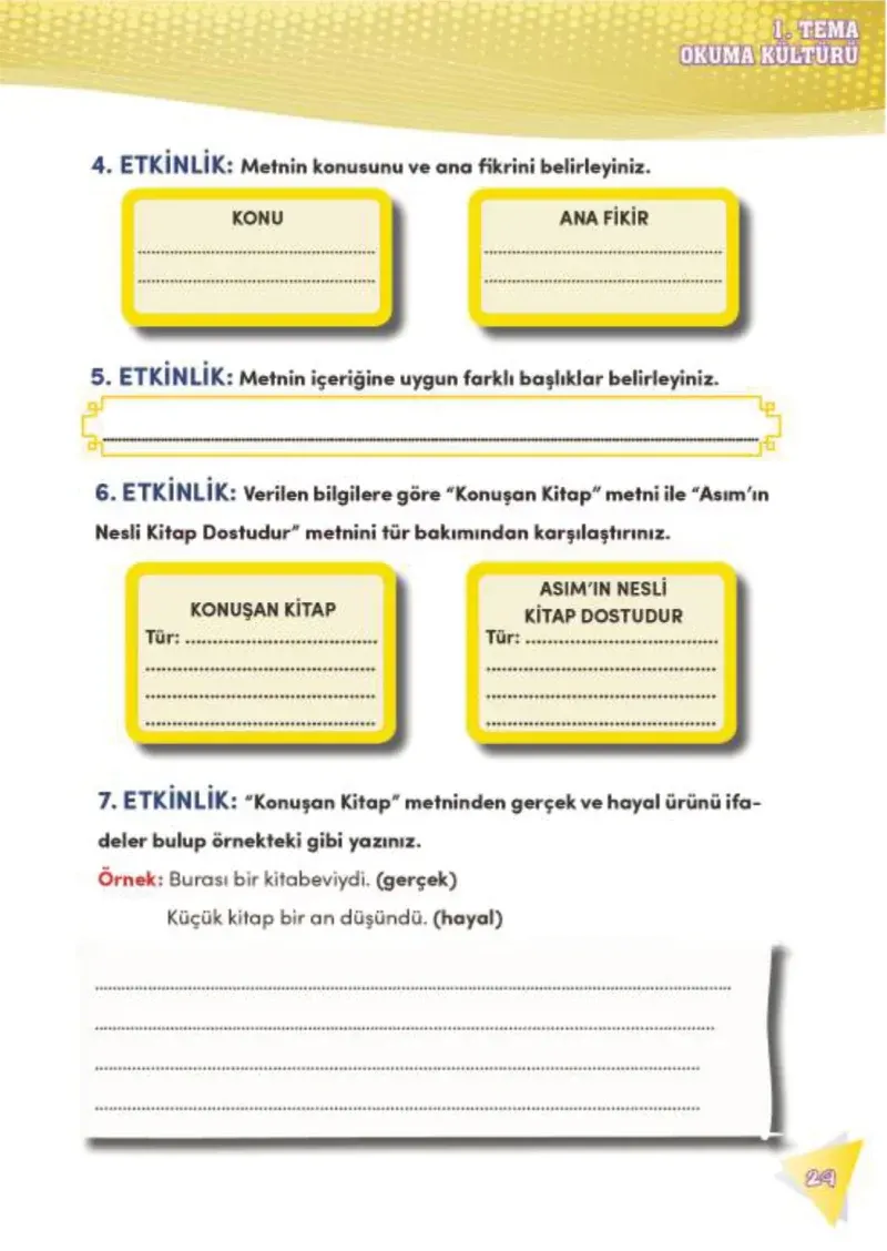 4. Sınıf Türkçe Ders Kitabı Cevapları Meb Yayınları 2 Sayfa 29