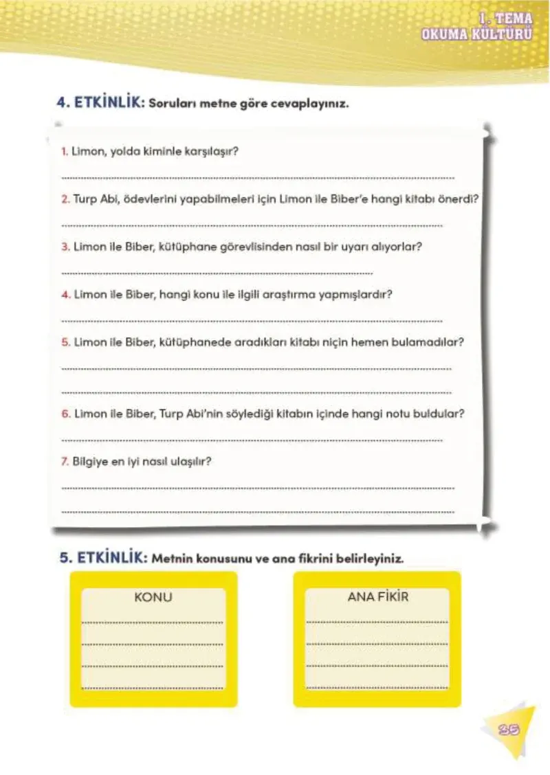 4. Sınıf Türkçe Ders Kitabı Cevapları Meb Yayınları 2 Sayfa 35