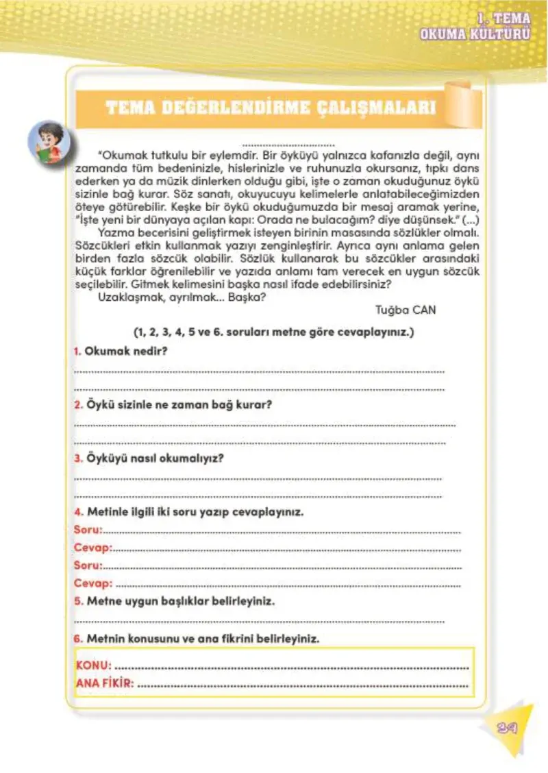 4. Sınıf Türkçe Ders Kitabı Cevapları Meb Yayınları 2 Sayfa 39