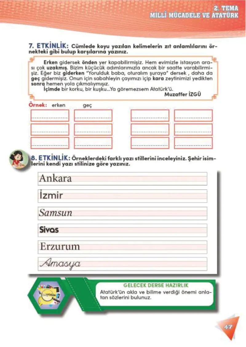 4. Sınıf Türkçe Ders Kitabı Cevapları Meb Yayınları 2 Sayfa 47