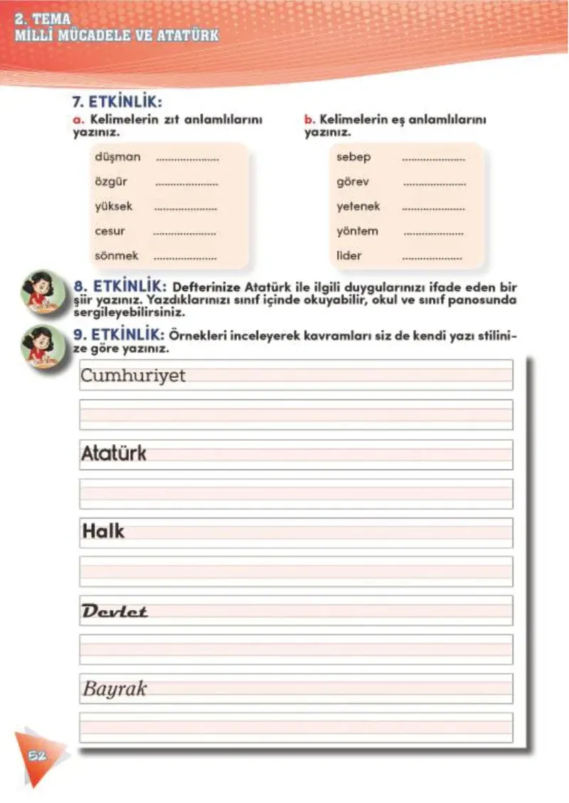 4. Sınıf Türkçe Ders Kitabı Cevapları Meb Yayınları 2 Sayfa 52