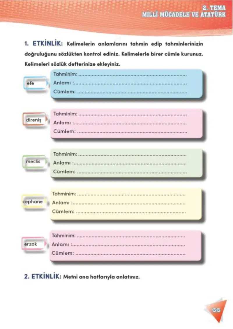 4. Sınıf Türkçe Ders Kitabı Cevapları Meb Yayınları 2 Sayfa 55
