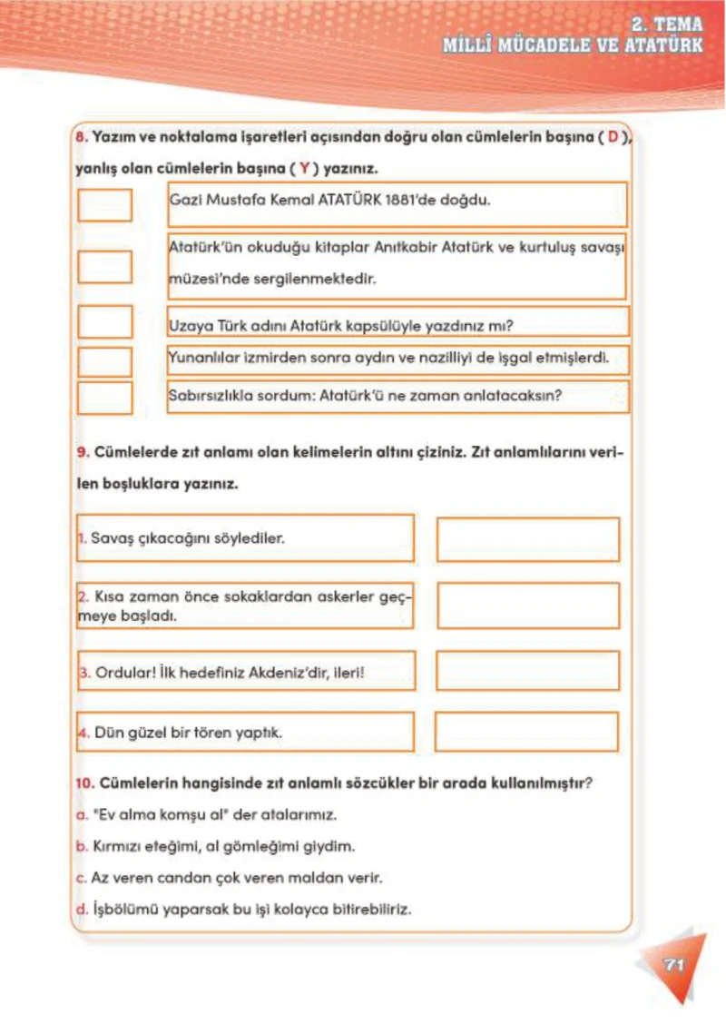 4. Sınıf Türkçe Ders Kitabı Cevapları Meb Yayınları 2 Sayfa 71