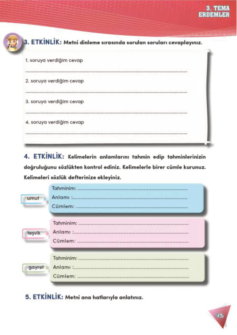 4. Sınıf Türkçe Ders Kitabı Cevapları Meb Yayınları 2 Sayfa 93