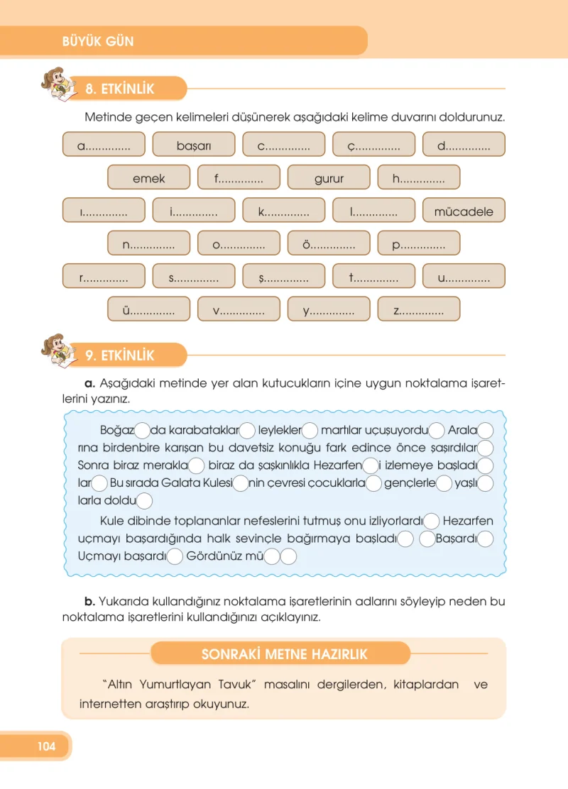4. Sınıf Türkçe Ders Kitabı Cevapları Özgün Yayınları Sayfa 104