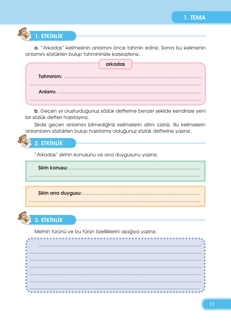 4. Sınıf Türkçe Ders Kitabı Cevapları Özgün Yayınları Sayfa 11