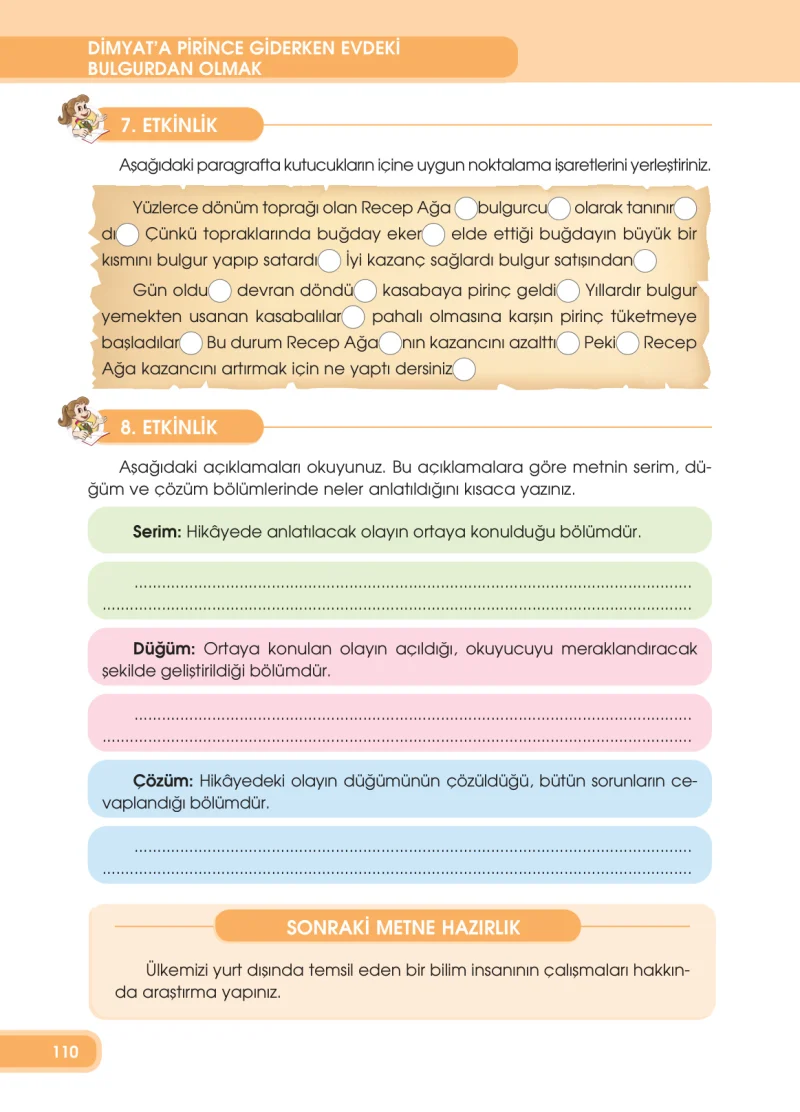 4. Sınıf Türkçe Ders Kitabı Cevapları Özgün Yayınları Sayfa 110