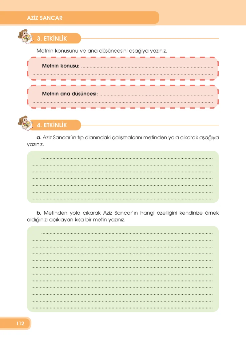 4. Sınıf Türkçe Ders Kitabı Cevapları Özgün Yayınları Sayfa 112
