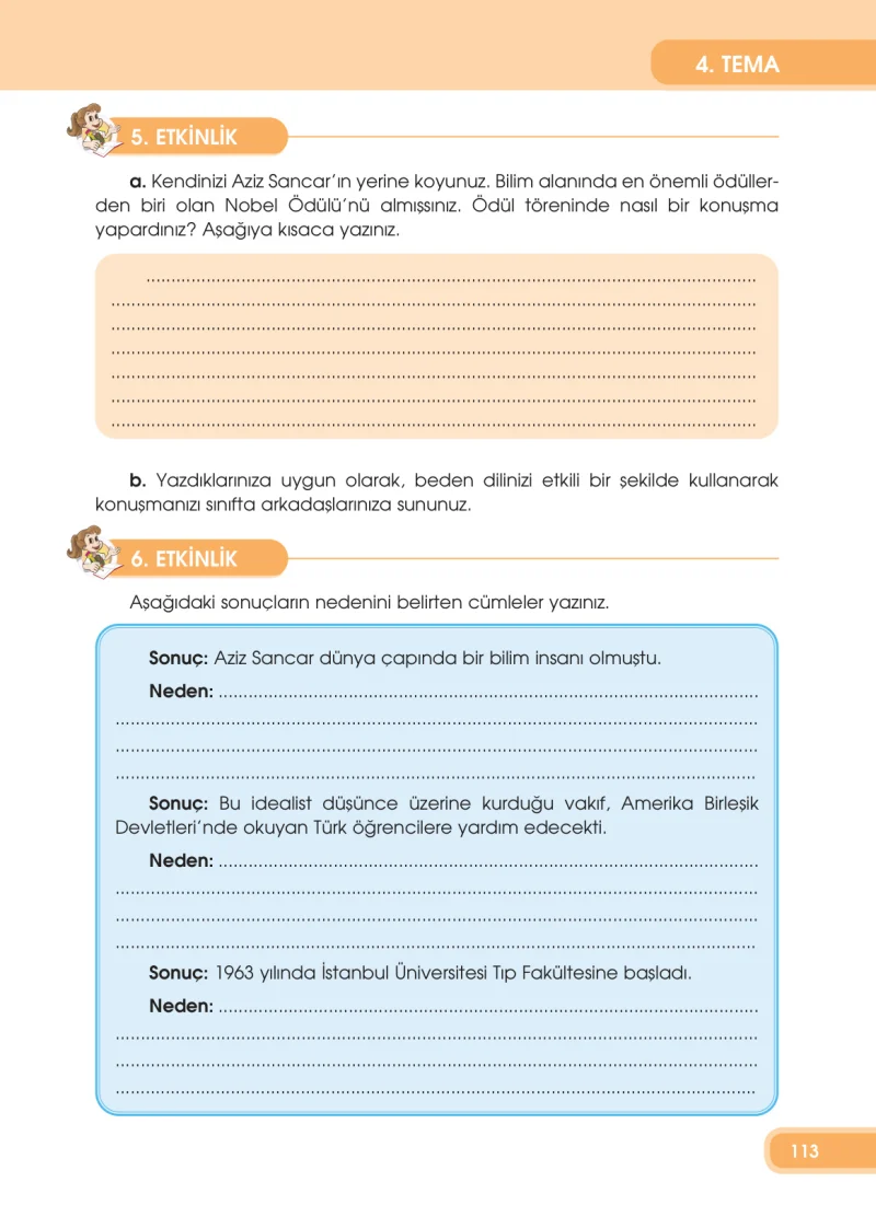 4. Sınıf Türkçe Ders Kitabı Cevapları Özgün Yayınları Sayfa 113