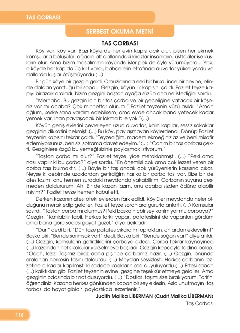 4. Sınıf Türkçe Ders Kitabı Cevapları Özgün Yayınları Sayfa 116