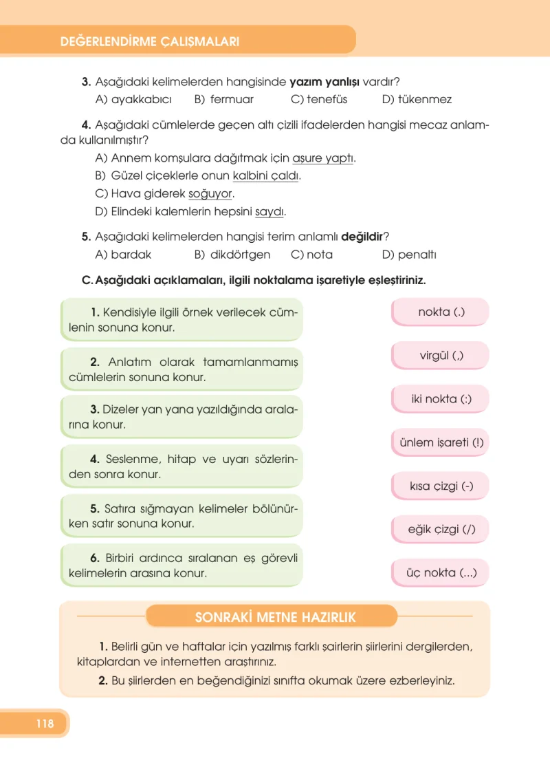 4. Sınıf Türkçe Ders Kitabı Cevapları Özgün Yayınları Sayfa 118