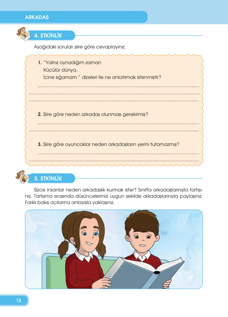 4. Sınıf Türkçe Ders Kitabı Cevapları Özgün Yayınları Sayfa 12