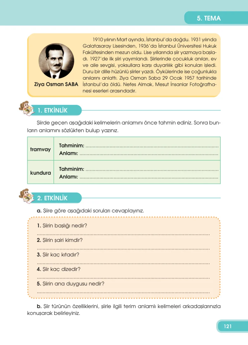 4. Sınıf Türkçe Ders Kitabı Cevapları Özgün Yayınları Sayfa 121