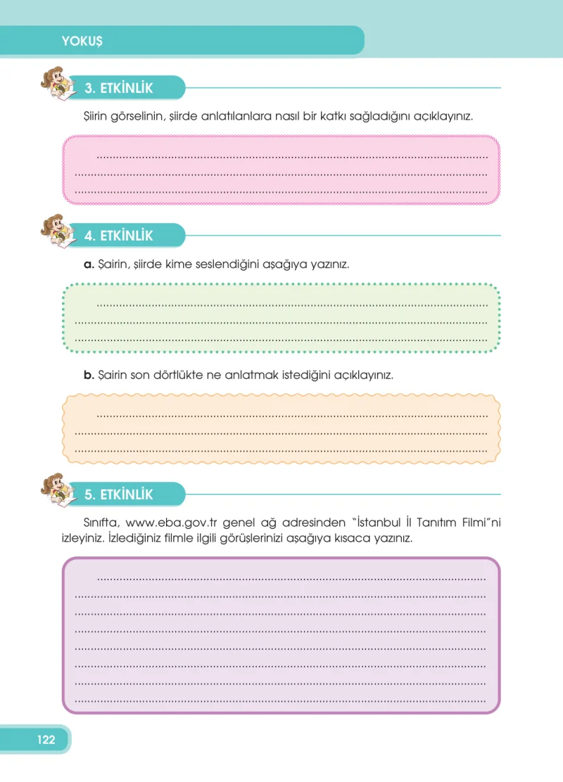 4. Sınıf Türkçe Ders Kitabı Cevapları Özgün Yayınları Sayfa 122