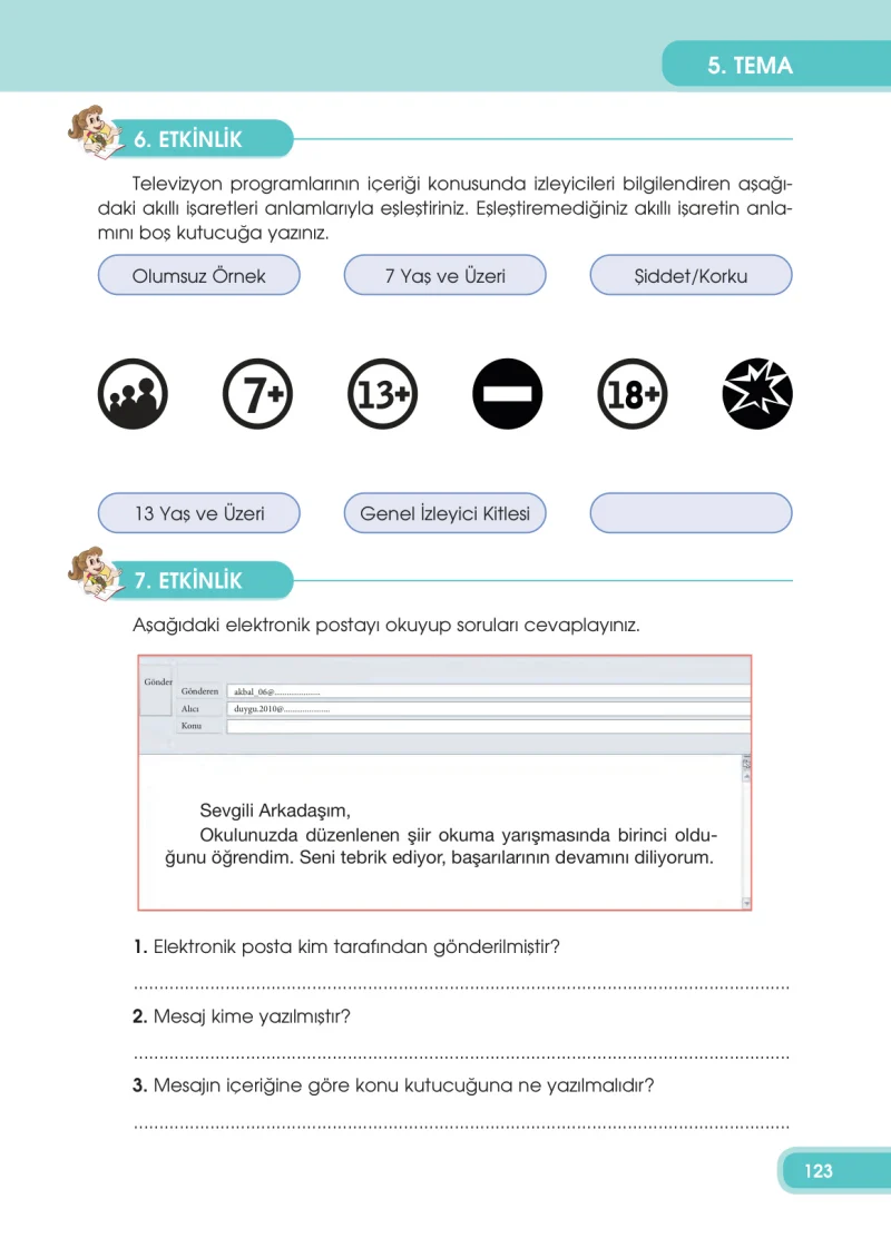 4. Sınıf Türkçe Ders Kitabı Cevapları Özgün Yayınları Sayfa 123