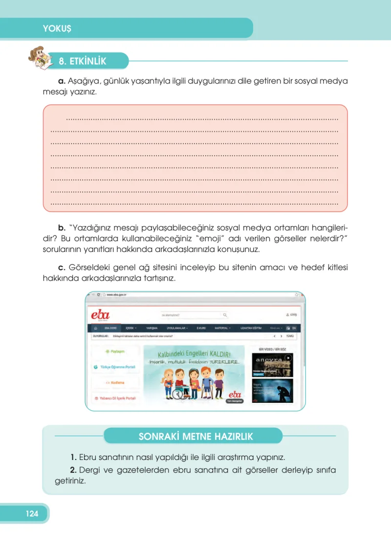 4. Sınıf Türkçe Ders Kitabı Cevapları Özgün Yayınları Sayfa 124