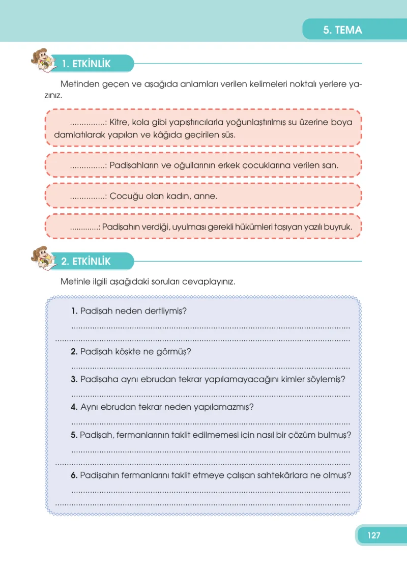 4. Sınıf Türkçe Ders Kitabı Cevapları Özgün Yayınları Sayfa 127