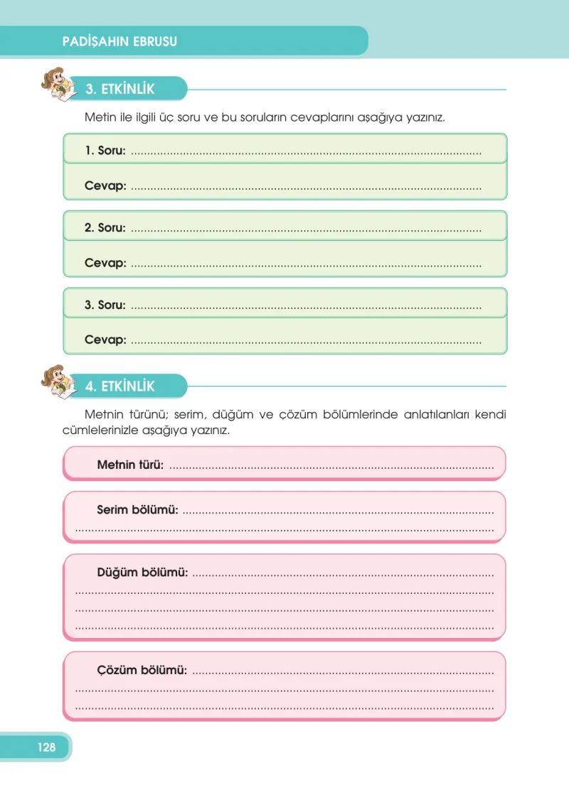 4. Sınıf Türkçe Ders Kitabı Cevapları Özgün Yayınları Sayfa 128