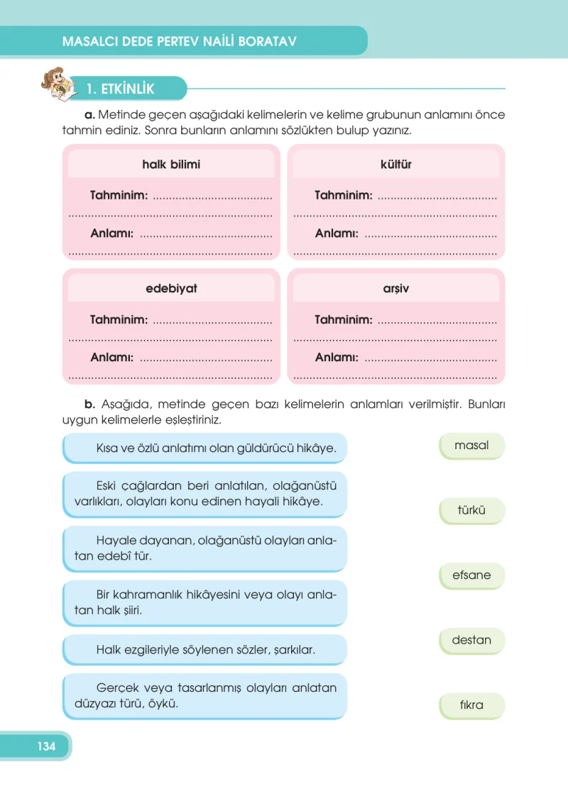 4. Sınıf Türkçe Ders Kitabı Cevapları Özgün Yayınları Sayfa 134