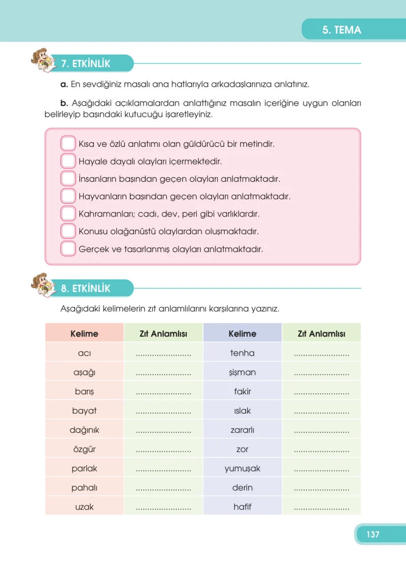 4. Sınıf Türkçe Ders Kitabı Cevapları Özgün Yayınları Sayfa 137