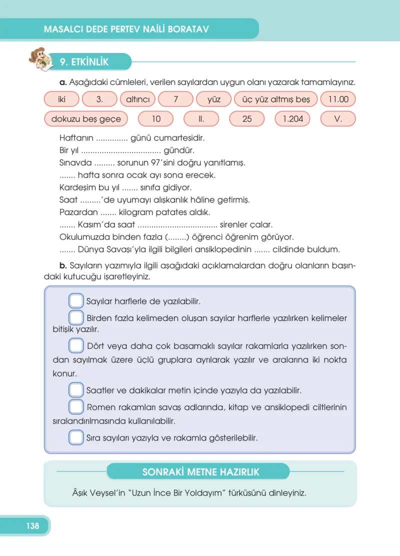 4. Sınıf Türkçe Ders Kitabı Cevapları Özgün Yayınları Sayfa 138
