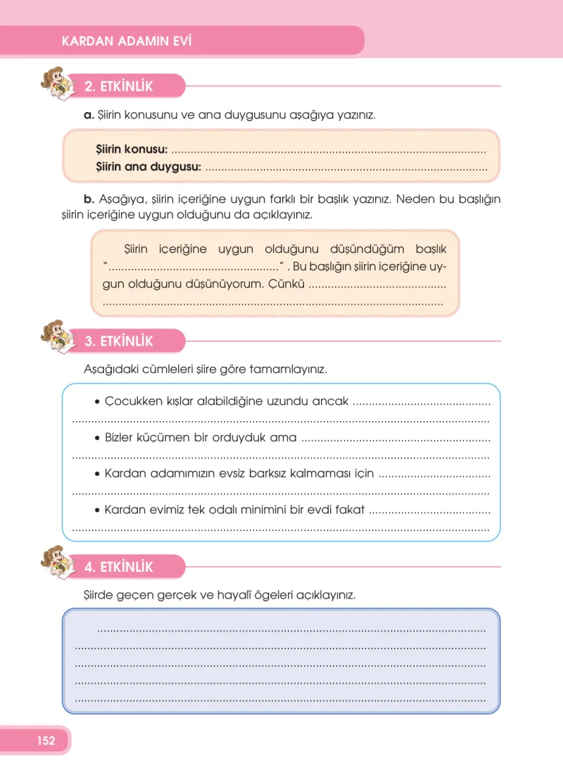 4. Sınıf Türkçe Ders Kitabı Cevapları Özgün Yayınları Sayfa 152