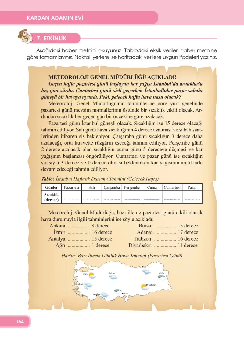 4. Sınıf Türkçe Ders Kitabı Cevapları Özgün Yayınları Sayfa 154