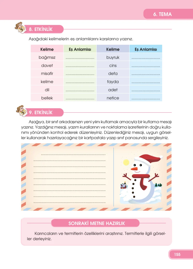 4. Sınıf Türkçe Ders Kitabı Cevapları Özgün Yayınları Sayfa 155