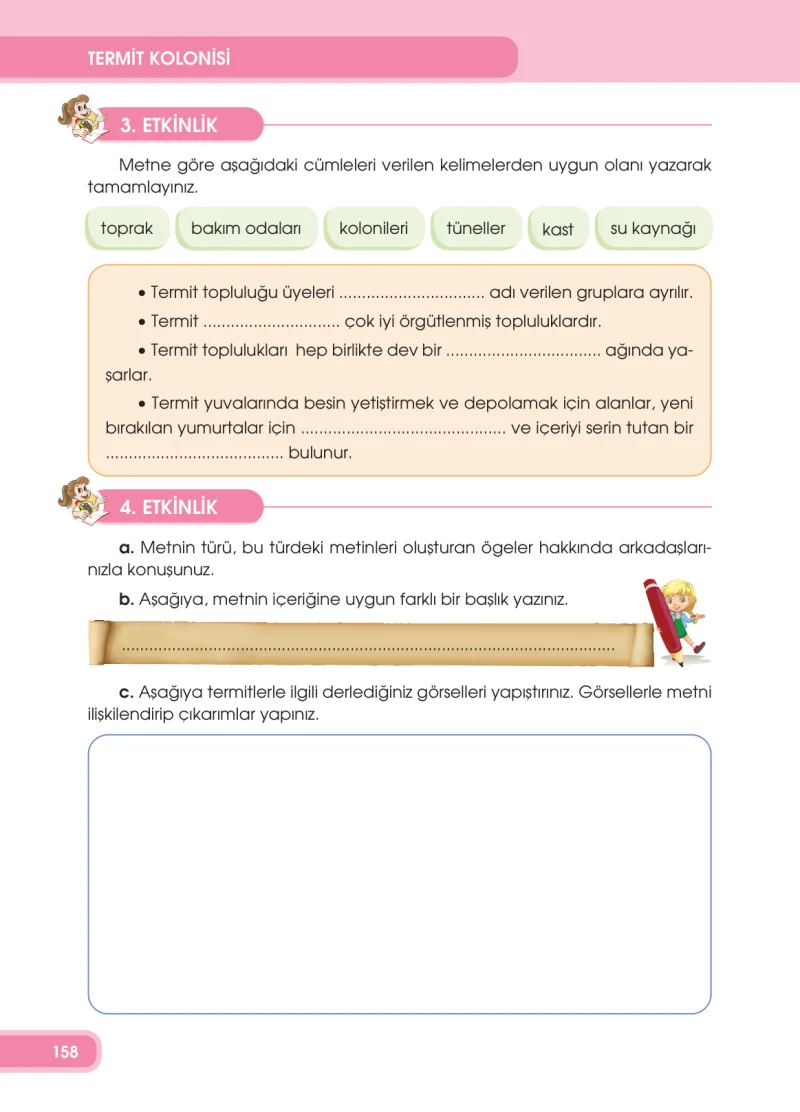 4. Sınıf Türkçe Ders Kitabı Cevapları Özgün Yayınları Sayfa 158