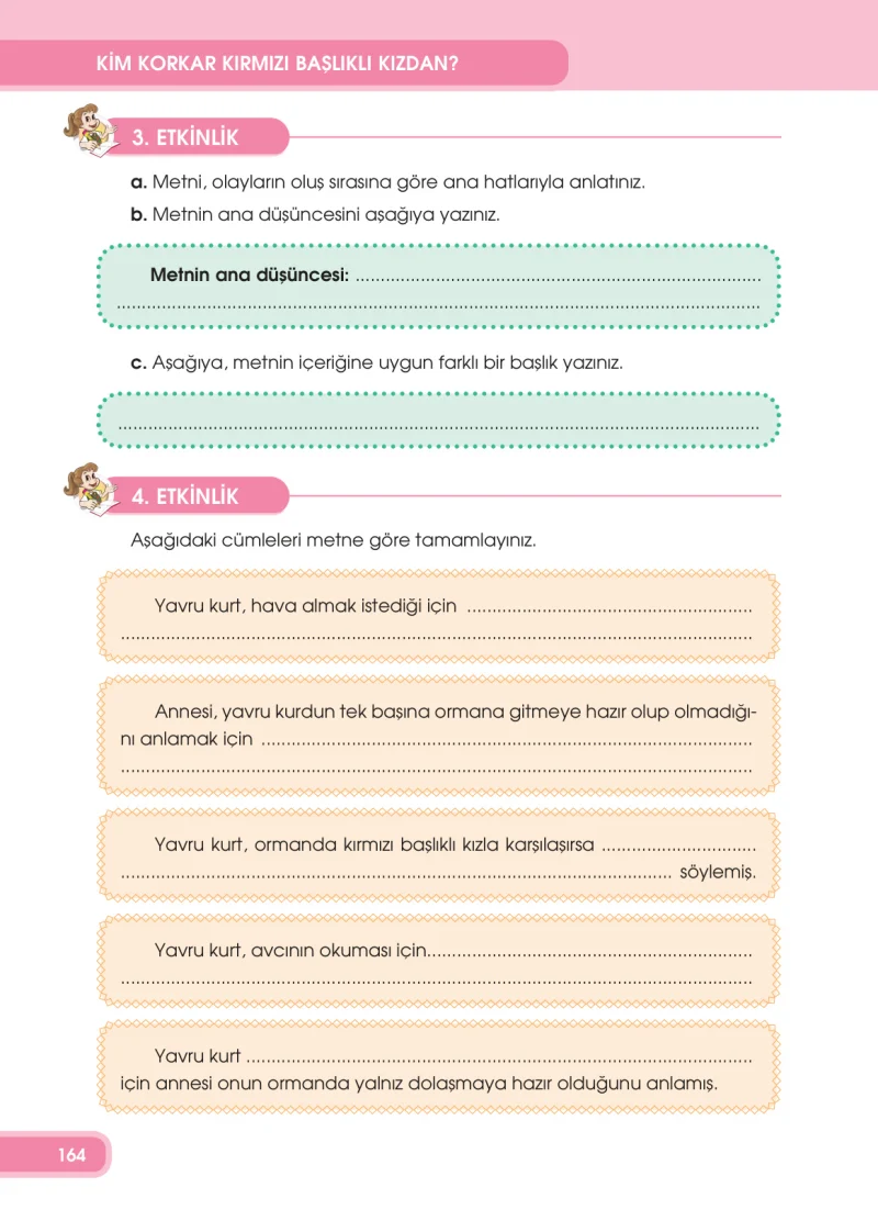 4. Sınıf Türkçe Ders Kitabı Cevapları Özgün Yayınları Sayfa 164