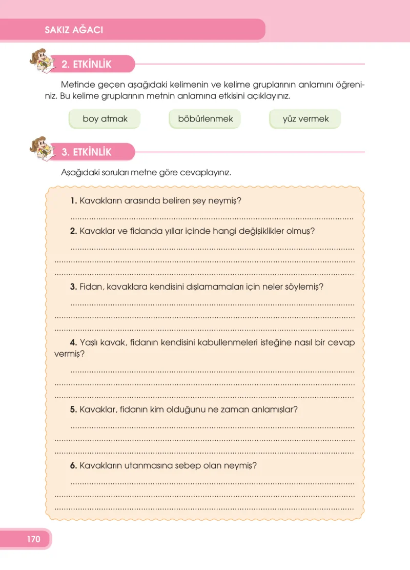 4. Sınıf Türkçe Ders Kitabı Cevapları Özgün Yayınları Sayfa 170