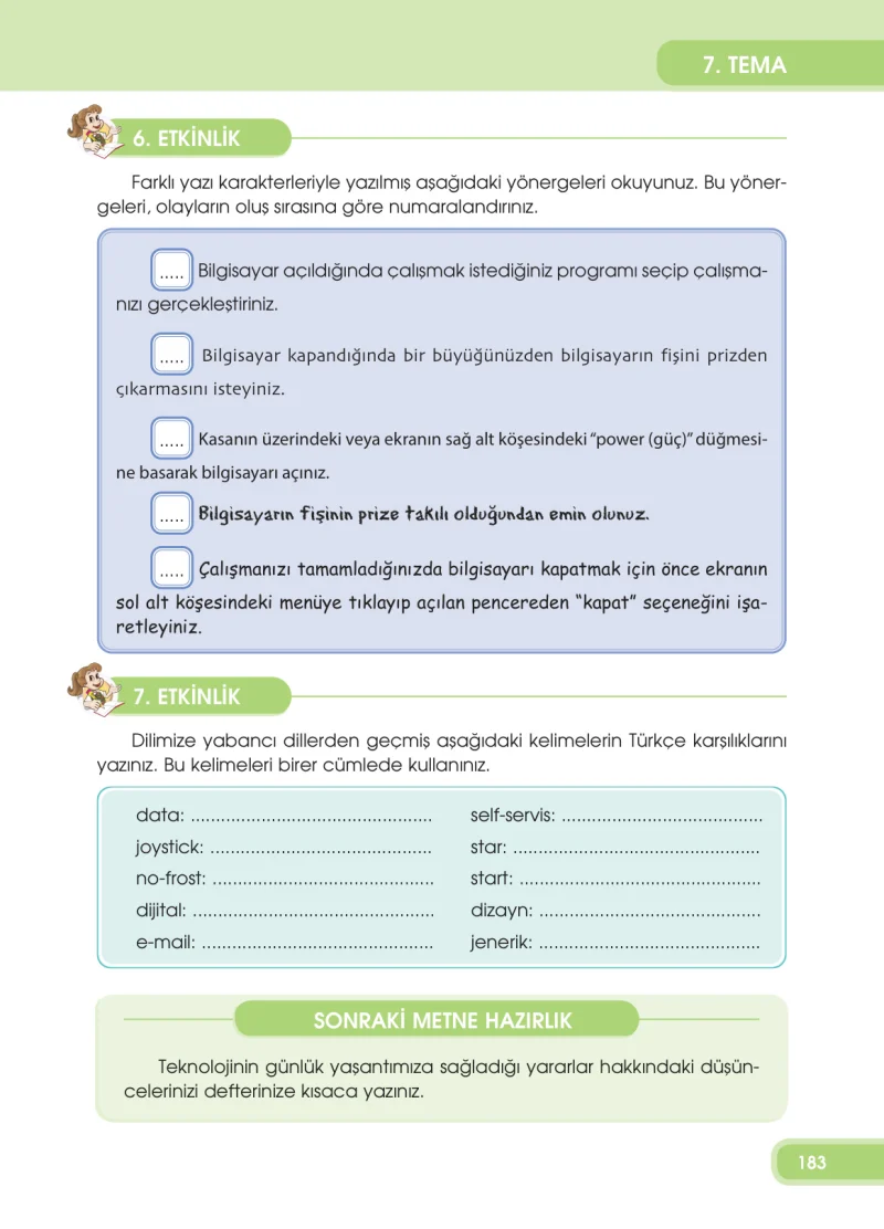 4. Sınıf Türkçe Ders Kitabı Cevapları Özgün Yayınları Sayfa 183