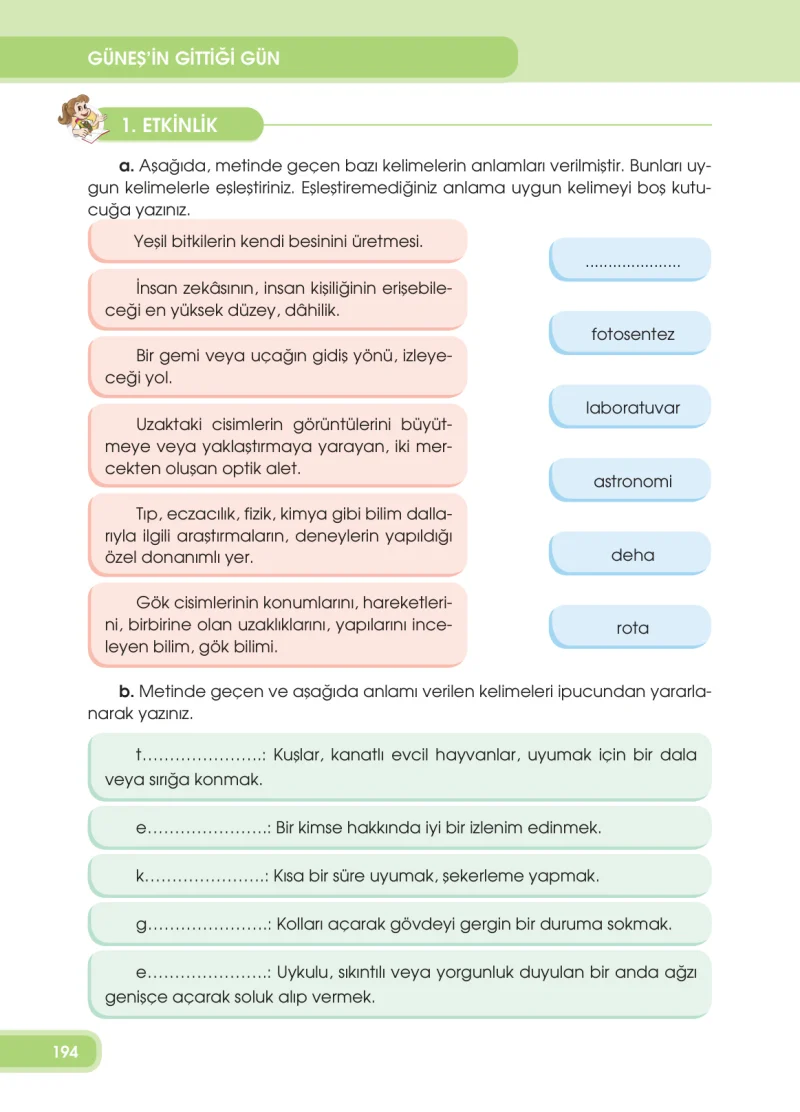4. Sınıf Türkçe Ders Kitabı Cevapları Özgün Yayınları Sayfa 194