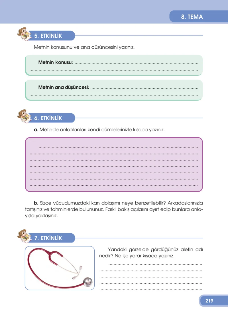 4. Sınıf Türkçe Ders Kitabı Cevapları Özgün Yayınları Sayfa 219