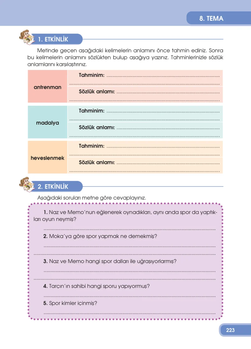 4. Sınıf Türkçe Ders Kitabı Cevapları Özgün Yayınları Sayfa 223