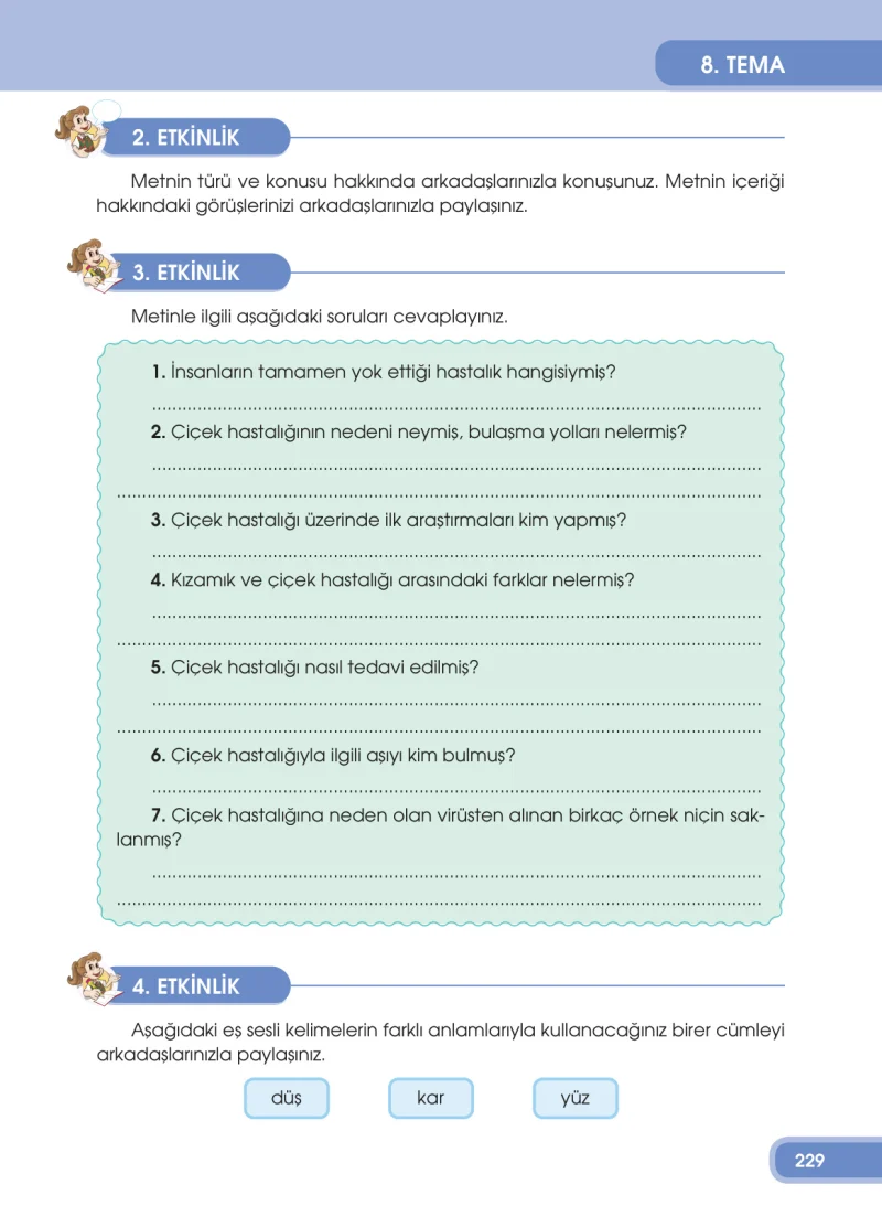 4. Sınıf Türkçe Ders Kitabı Cevapları Özgün Yayınları Sayfa 229