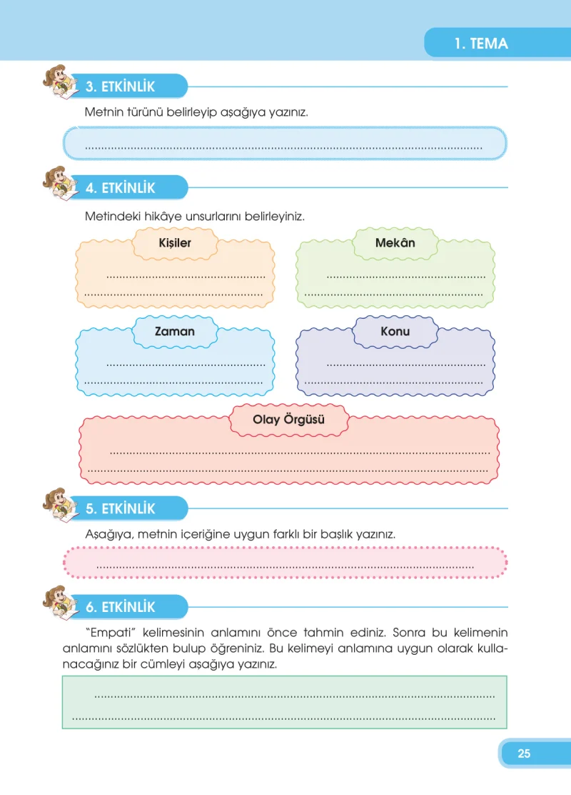 4. Sınıf Türkçe Ders Kitabı Cevapları Özgün Yayınları Sayfa 25