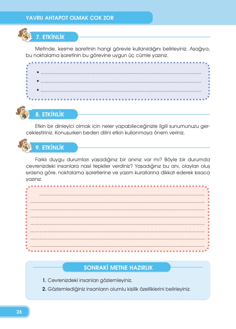 4. Sınıf Türkçe Ders Kitabı Cevapları Özgün Yayınları Sayfa 26
