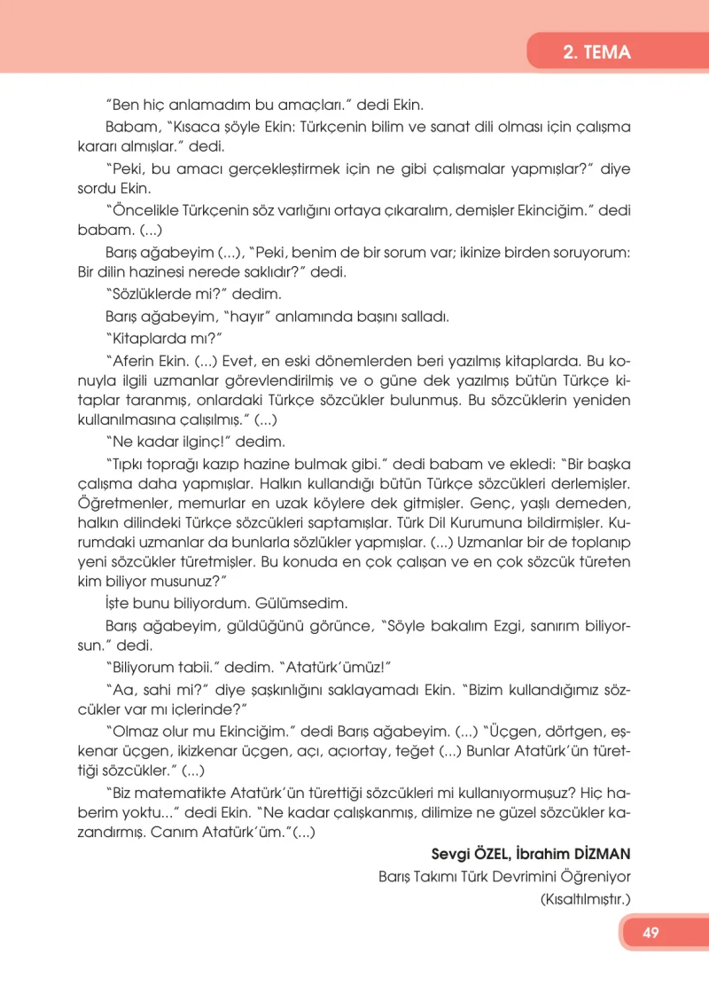 4. Sınıf Türkçe Ders Kitabı Cevapları Özgün Yayınları Sayfa 49