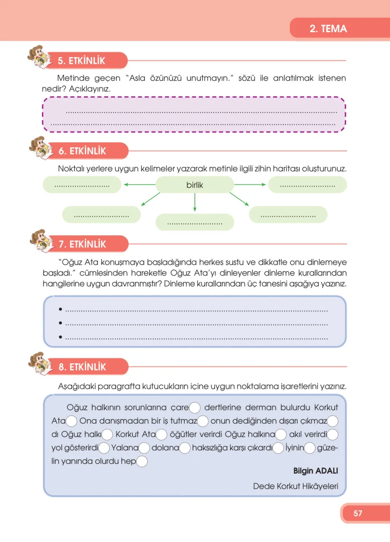 4. Sınıf Türkçe Ders Kitabı Cevapları Özgün Yayınları Sayfa 57