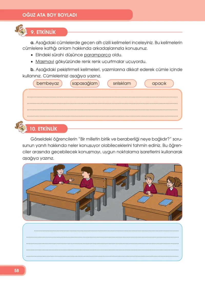 4. Sınıf Türkçe Ders Kitabı Cevapları Özgün Yayınları Sayfa 58
