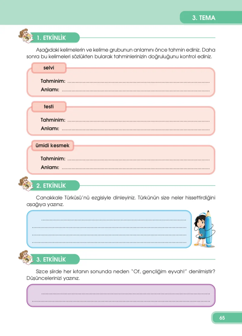 4. Sınıf Türkçe Ders Kitabı Cevapları Özgün Yayınları Sayfa 65