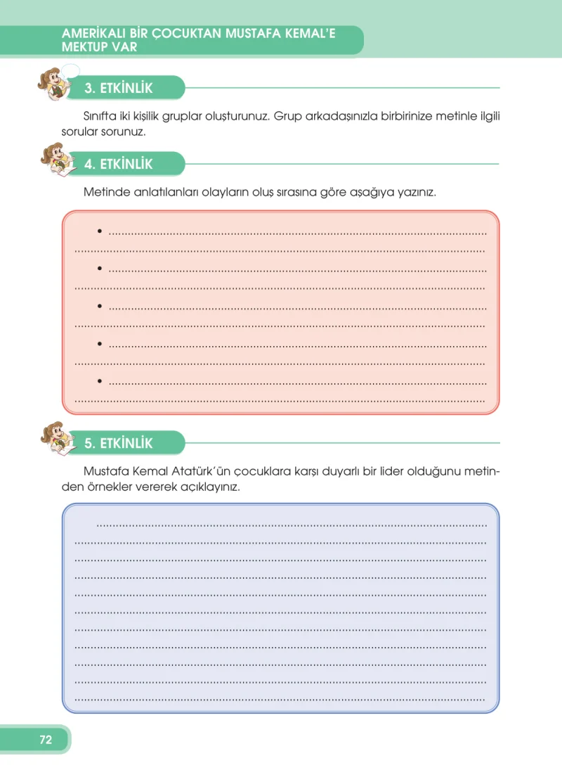 4. Sınıf Türkçe Ders Kitabı Cevapları Özgün Yayınları Sayfa 72