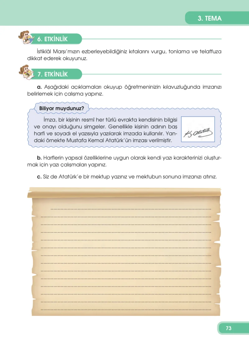 4. Sınıf Türkçe Ders Kitabı Cevapları Özgün Yayınları Sayfa 73
