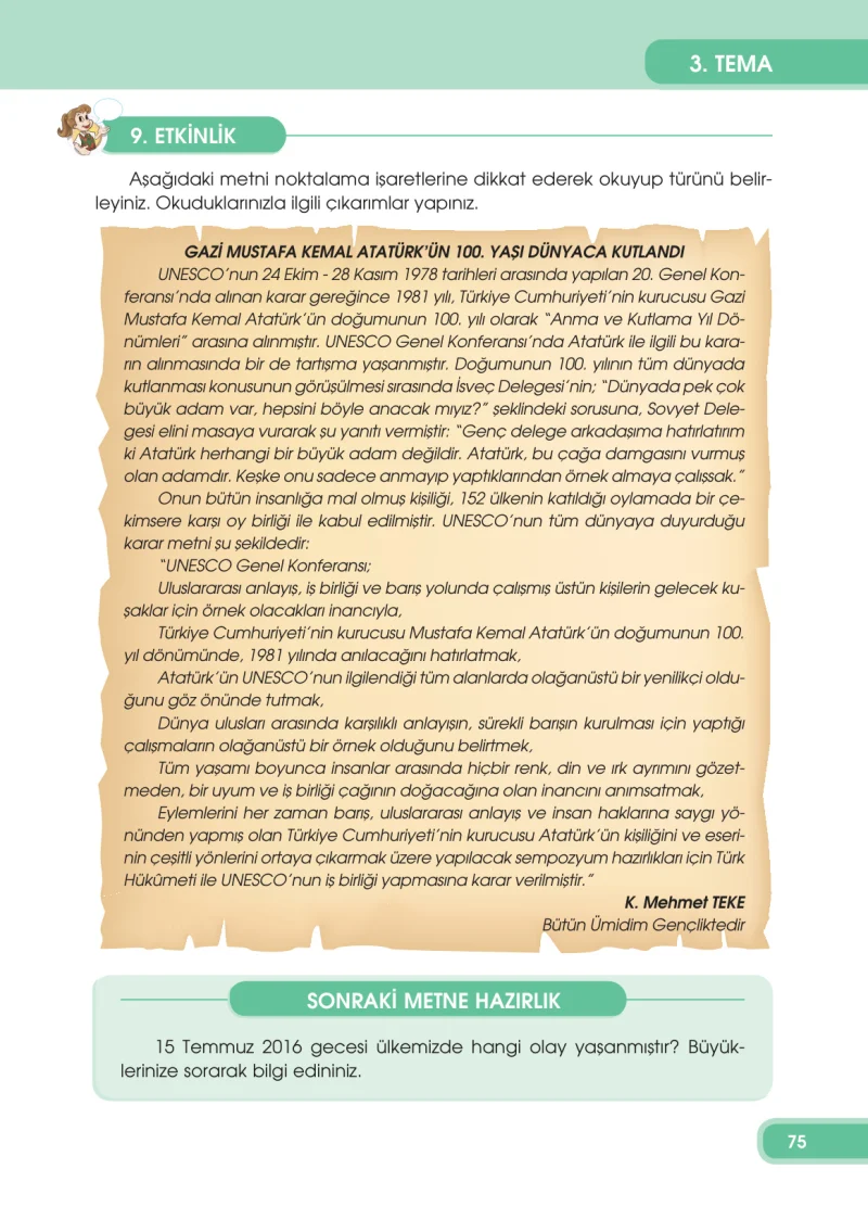 4. Sınıf Türkçe Ders Kitabı Cevapları Özgün Yayınları Sayfa 75