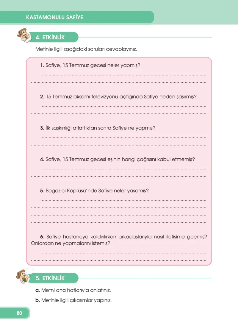 4. Sınıf Türkçe Ders Kitabı Cevapları Özgün Yayınları Sayfa 80