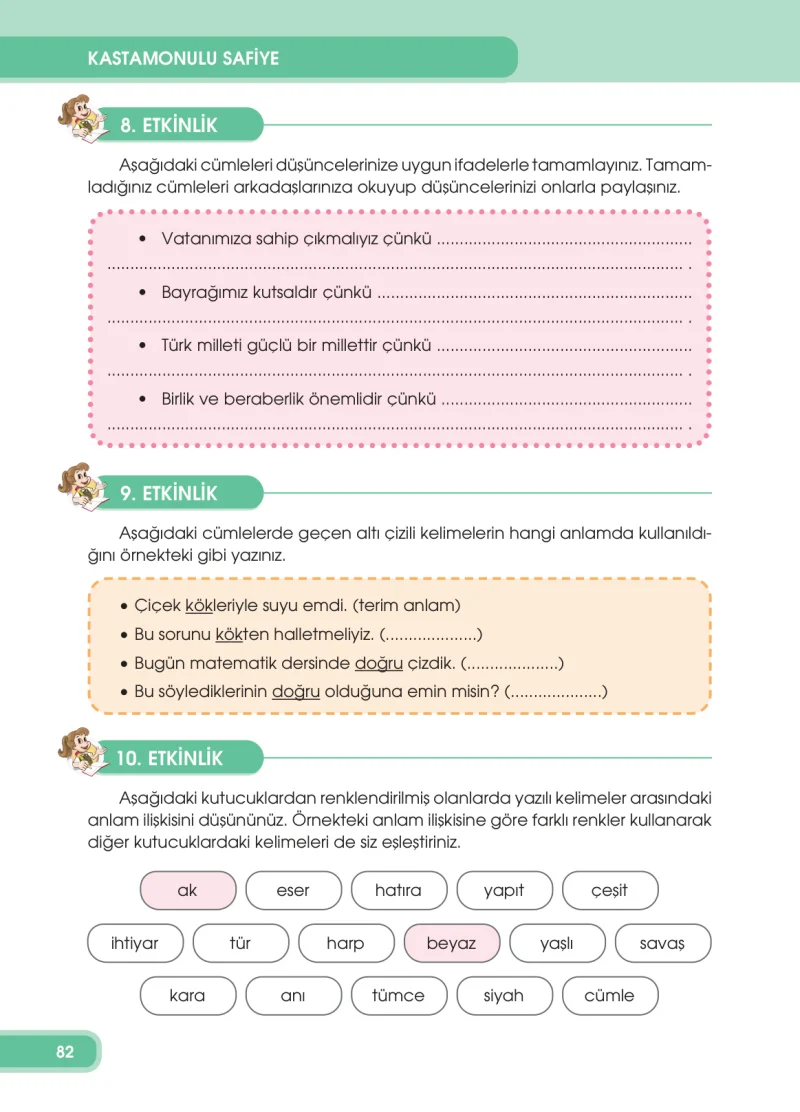 4. Sınıf Türkçe Ders Kitabı Cevapları Özgün Yayınları Sayfa 82