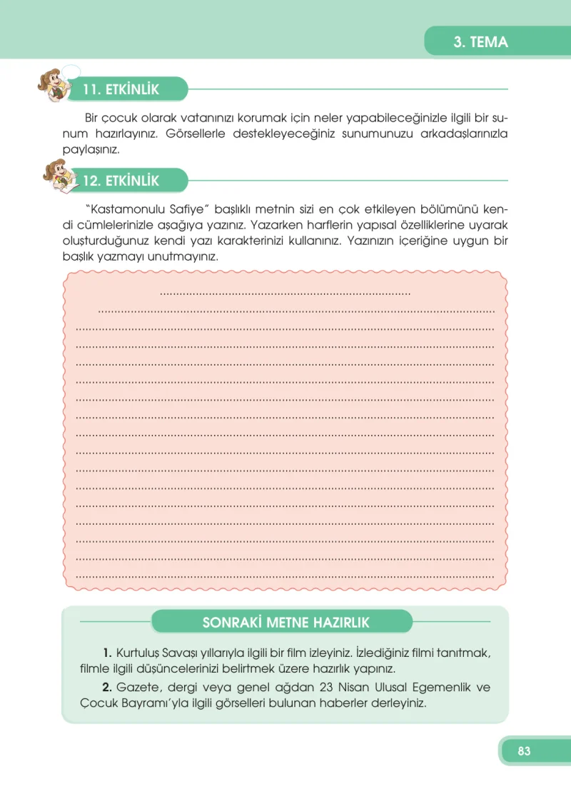 4. Sınıf Türkçe Ders Kitabı Cevapları Özgün Yayınları Sayfa 83